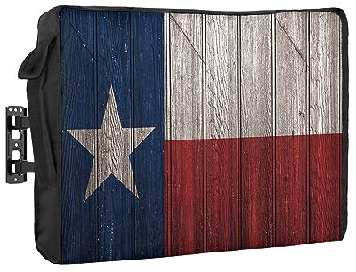 Outdoor TV-Abdeckung – Vintage Holz Texas Flagge wasserdicht und wetterfest 80-85 Zoll LCD bewegliche Schild TV Display Displayschutzfolie Außen TV-Abdeckungen