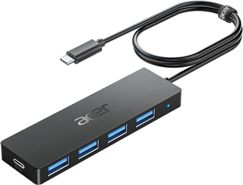 acer Hub USB C 3,0 con 5 porte, Hub USB C vers 4 Porte USB 5Gbps, Adattatore Multiporta Estensione HUB USB C, Compatibile con iPhone 15 ProMax,Surface Pro Galaxy S24 (120cm)