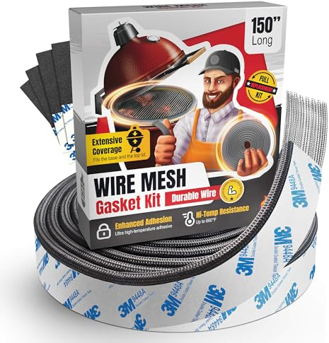 Trådnät packningssats passar till Kamado Joe Classic – 381 cm ersättningskit i glasfiber – passar för stora gröna ägg – kamado-tillbehör och reservdelar – rökpackningstätning