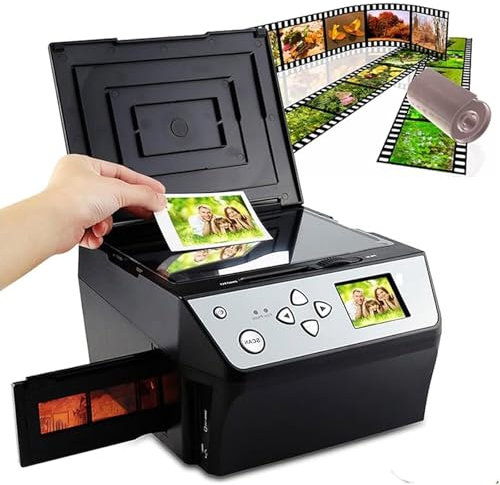 Scanner per Diapositive, Scanner per pellicole, conversione a Colori e in Bianco e Nero da 35 mm, Supporto Scanner Combinato Multifunzione Uscita USB 110 Negativi su Pellicola Diapositive/Foto