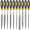 10 Pcs Needle File Set, Metal File Set, 14cm Files Tools, Metal Files for Steel, File Set, Metal Files, Carbon Steel File Kit with Handle for Metal, Wood, Glass, Plastic, Leather, Jewelry ﻿