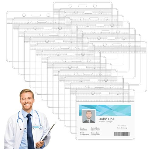 20 Stück Clear Waterproof Kunststoff Abzeichenhalter, PVC Kartenhüllen, Wasserdicht Ausweishülle,Weich Transparent Kunststoff Kartenhülle, für Ausstellung,Visitenkarten,Buskarten (Horizontal)