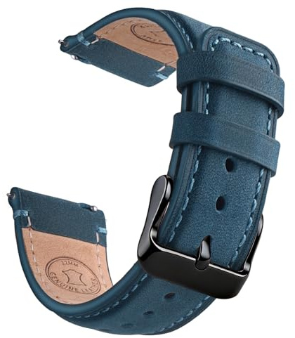 Wristitani Läderarmband 18 mm 20 mm 22 mm, äkta läderarmband för kvinnor och män, vintagestil, lämplig för klassiska kvartsur, mekaniker och smartwatch, 20mm, Läder