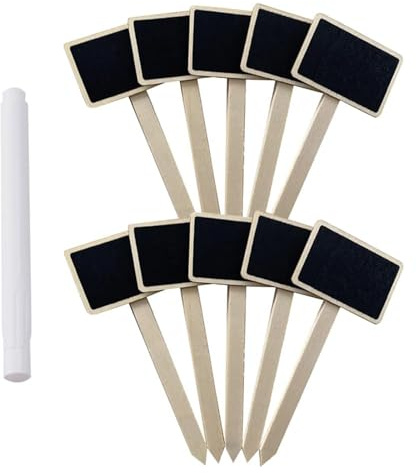 20 Marcadores de Plantas, Marca tipo T, Mini Pizarra de Madera, con Bolígrafo de Marcado para Plantas, para Hierbas/Semillas/Flores/Verduras en Macetas