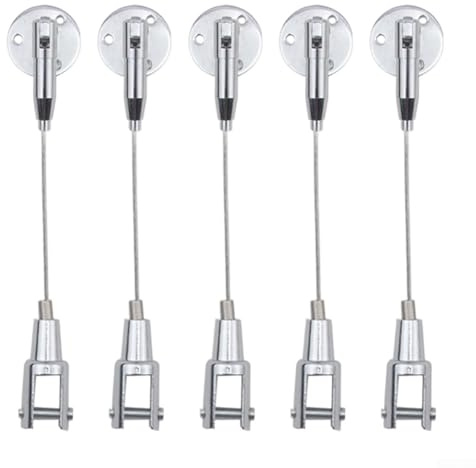 Ganchos colgantes de aleación de zinc – Paquete de 5 ganchos de cuerda resistentes para arte, cortinas, espejos y cables, resistentes al óxido, antideslizantes, 50 cm