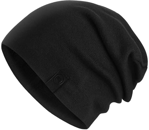 Warm Slouchy Beanie Hat - Deliciously Soft Daily Beanie in Fine Knit Black One Size