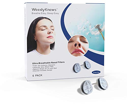 Filtros Nasales Ultra Respirables WoodyKnows, ayuda para alergias estacionales y al polvo (Redondo, XL, 6Piezas)