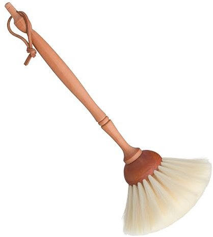 REDECKER Goat Hair Dust Brush with Oiled Pearwood Handle, 13-1/2 inches - Natural Bristle Duster Cleans Delicate Surfaces, Hanging Loop for Storage - Goat Hair Dusting Brush Made in Germany