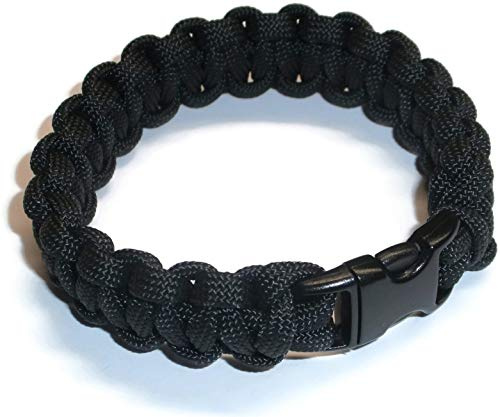 RedVex Paracord Bracelet - Cobra Style - Choose your color and size(Black-8 inch)