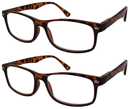 TBOC Lunettes de Lecture - [Pack 2 Unités] Dioptrie +3.50 Monture Marron Écaille Femme Homme Unisexe Loupes de Vue de Repos de Près Ordinateur Travail Branches Charnières à Ressort