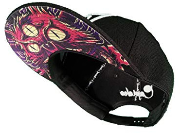 Capiche [99+ Designs] Chapeau Snapback Noir, Purple Monster Cat, Flatcap pour Hommes, Fullcap Casquette Unisexe, Monstre, Art Sombre, créature aux Yeux Jaunes, Cadeau Lui