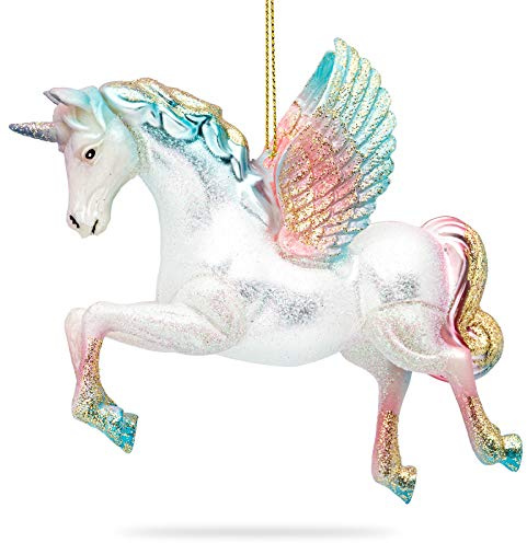 SIKORA Einhorn besondere Weihnachtskugel Glas Christbaumschmuck Deko Figur Weihnachten Anhänger Ornament - Trend Line - BS462