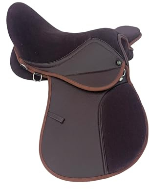 Aces Equine - Sella per cavalli sintetici, larghezza 45 cm, colore: Nero e Marrone