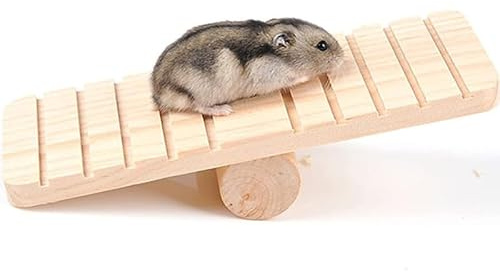 Balançoire Balançoire Jouet pour Pet Hamster, en Bois À Mâcher Escalade Pet Cage Accessoires pour Chinchilla Furet Rongeurs Petits Animaux