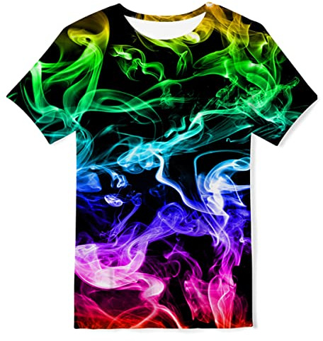 Kids4ever T-Shirt for Boys Girls 3D Printed Colorful T Shirt Crewneck Tee Shirts Summer Short Sleeve Tops for Kids 10-12 Years