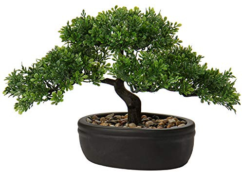 Artificial Bonsai Tree Juniper Faux Plants Indoor Small Fake Plants Decor with Ceramic Pots for Home Table Office Desk Bathroom Shelf Bedroom Living Room Farmhouse Decorations