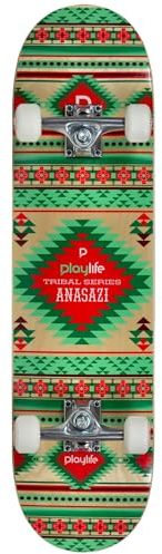 Playlife Skateboard Tribal Anasazi, 31 / 8 - 79cm / 20,5cm, mit 52x36mm 90A Rollen, ABEC 7 Kugellager, art. nr.: 880289