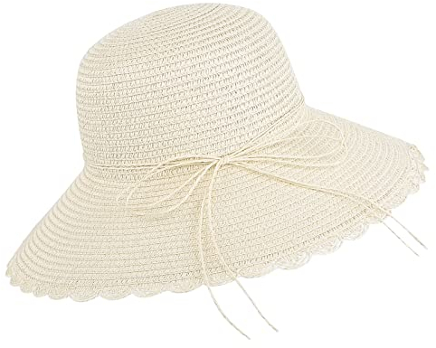 XGOPTS Sonnenhut Stylisch Sommerhut mit Schleife Strohhut Damen Mädchen Strandmütze Elegant Damenhut Faltbar Atmungsaktiv Freizeithut Breite Krempe Strandhut Sonnenschutz Retro Urlaub Strand