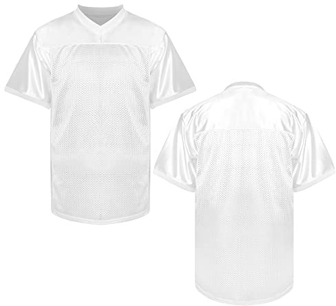 MESOSPERO Blank Football Jerseys for Men,Mesh Polyester Plain Football Shirt Pullover Sports Clothing S-3XL Black (#Blank White, Small)