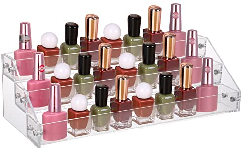 FANTESI 3-stöckiges Nagellack Organizer Regal Nagellack Aufbewahrung Acryl Nagellackständer für Lippenstift,Parfüm,Kosmetik,ätherische Öle, Hautpflege(medium)