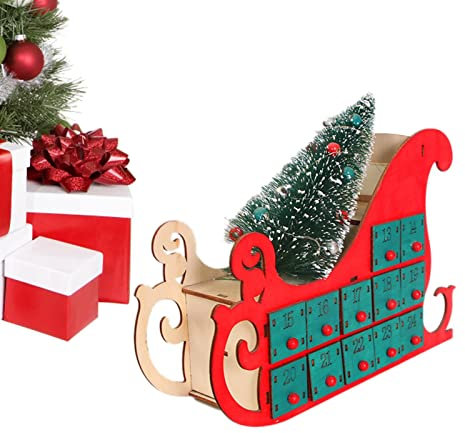 Calendario dell'Avvento in legno con cassetti – Calendario dell'Avvento fai da te con cassetti – Calendario dell'Avvento in legno a batteria, decorazione 24 giorni per bambini Halatua