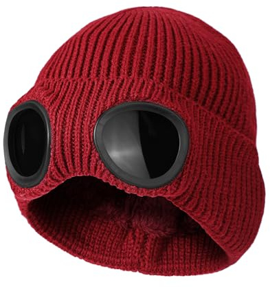 TAGVO Bonnet en Tricot Chaud d'hiver, Doublure en Polaire Thermique Coupe-Vent, Ski Randonnée, Bonnet de Course, Chapeau de Crâne Epais et Souple pour Hommes, Femmes Adultes, Sport de Plein Air