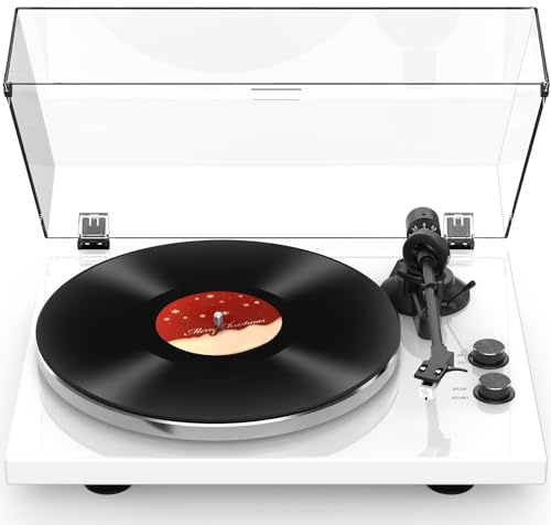 Tocadiscos de Vinilo Bluetooth, Reproductor de Discos de Vinilo con Conectividad de Salida Inalámbrica, Tocadiscos Transmisión por Correa de Alta Fidelidad con Cartucho Magnético Móvil 33/45 RP