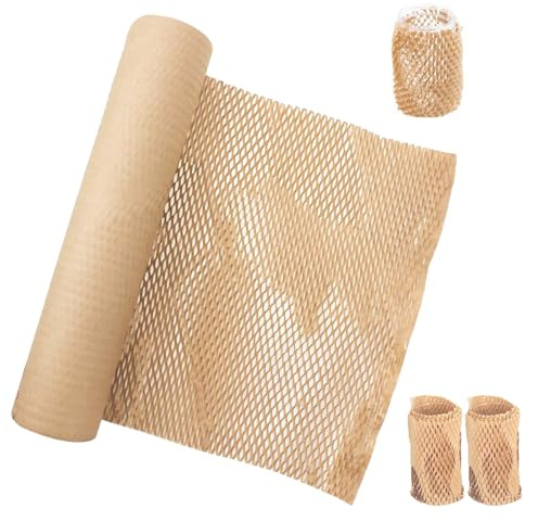 Carta da Imballaggio a Nido D'ape, Rotolo di Kraft 30 CM x 30 M, Carta a Nido D'ape, Imballaggio Wrap per Moving House, Incartare Regali, Marrone