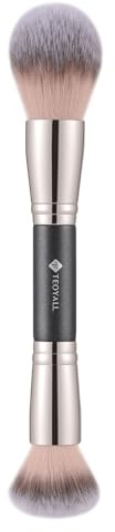 TEOYALL Dual-Ended Setting Powder Brush, Plush Fluffy Synthetic Bristles for Loose Bronzer Contour