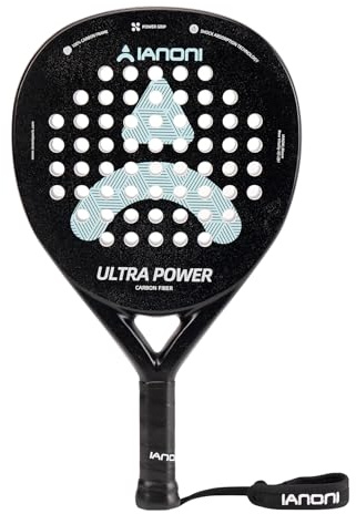 ianoni Padel Racket Carbon fiber+ Rough face with EVA Memory Flex Foam Core -Ultra Power-Black