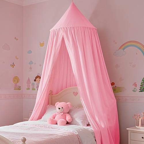 gesxo Dosel para habitación de los niños, dosel para cama de bebé, colgante redondo Princess, mosquitera para cama con dosel, cortinas decorativas para niñas y niños (rosa)