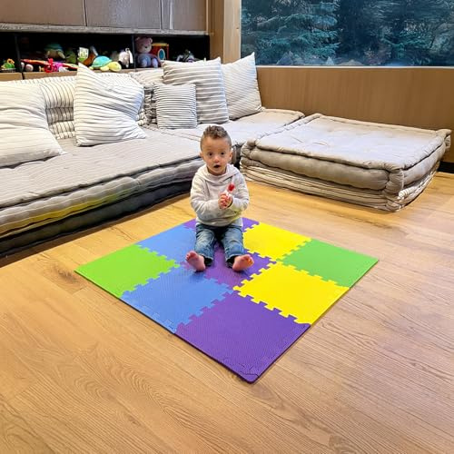 MioTetto Baby Play Mat, Comfortable Playtime Mat – Portable Foam Floor Tiles, Safe Baby mat for Floor for Crawling & Development, Soft Play mat for Babies, Stylish Interlocking Foam Tiles