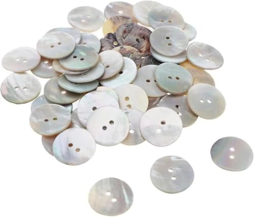 30Pcs Gray Pearl Shell Buttons for Sewing,Mother of Pearl Set, Shell Buttons for Clothes Blazer Suits Shirts Crafts DIY 15mm/18mm/20mm 3 Sizes 2 Holes Sewing Notions and Supplies