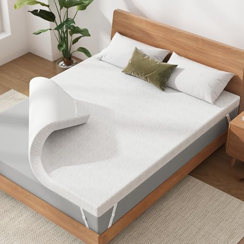 Topper Viscoelástico 160x200, Grosor 10 cm, Topper Colchón de Gel, Cubrecolchones Memory Foam Mattress Toppers, Sobrecolchón para Gel, Cubrecolchón Extraíble y Lavable, Blanco