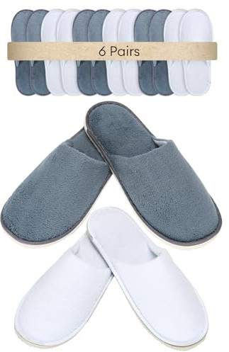 Defresit Towelling Hotel Slippers, Non-Disposable Deluxe Closed Toe Spa Slippers, Washable Foldable Slipper