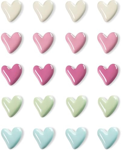 20Pcs Corazón Magnético 3D Reutilizables Imanes Nevera Coloridos Imanes Pequeños Decorativos para Pizarra Blanca Oficina Cocina Nevera
