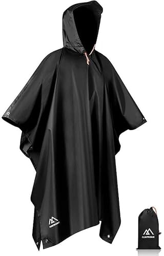 flintronic Poncho de Lluvia Impermeable, 3 en 1 Multifuncional Chubasqueros Impermeable, con Reflectante, Transpirable Ultrafino Toldo Manta/Estera de Camping, para Aire Libre Picnic