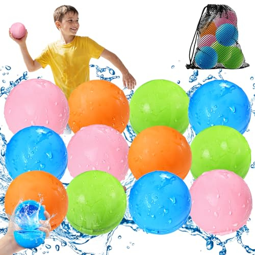 KOKODI Gavettoni Riutilizzabili Magnetici Autosigillanti, Palloncini Acqua Riutilizzabili in Silicone BPA-Free, Bombe d'Acqua per Giochi Acqua Bambini, Spiaggia, Piscina (12PZ)