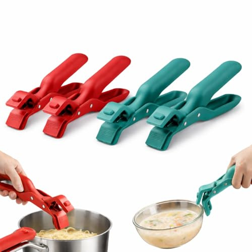 4 clip per ciotole, anti-scottatura, in silicone, antiscivolo, per isolamento termico, multiuso, anti-scottatura, per forno a microonde, friggitrice ad aria, utensili da cucina per ciotole, piatti e