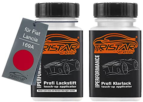 TRISTARcolor Pintura automotriz Set de lápices de retoque para Fiat/Lancia 169A Rojo Esmalte Pintura base pintura transparente, 50 ml cada uno