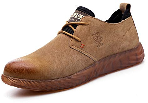 Zapatos de Seguridad Hombre Ligeros Comodos con Puntera de Acero Calzado de Seguridas Piel de Cerdo Zapatillas Trabajo