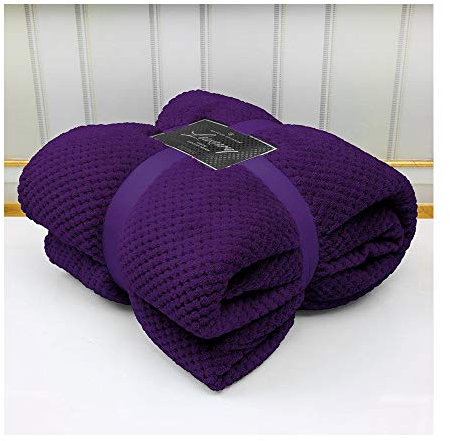DL Popcorn Throws Blanket For King Size Bed Sofa Soft Warm Large, 200 x 240 Cm, Purple