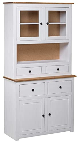 vidaXL Highboard White 93x40.5x180 cm Solid Pine Panama Range