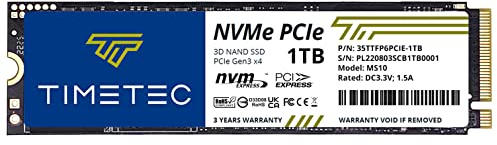 Timetec 1TB SSD NVMe PCIe Gen3x4 8 Gb/s M.2 2280 3D NAND TLC 600 TBW Hochleistungs-SLC-Cache Lese-/Schreibgeschwindigkeit Bis zu 1.800/1.500 MB/s Internes Solid-State-Laufwerk