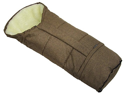 BAMBINIWELT Winterfußsack MUMIE MELIERT – universaler Fußsack aus Lammwolle für Kinderwagen, Buggy & Schlitten – Wasser- & windabweisend, größenverstellbar (braun MELIERT)