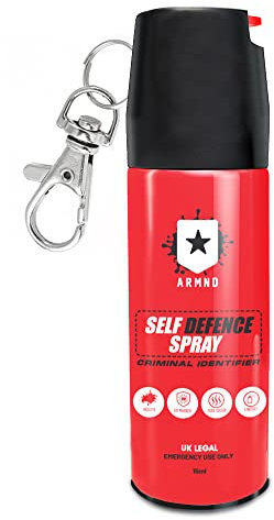 ARMND Self Defence Spray Criminal Identifier Spray for Personal Protection - Weapons UK Legal Pepper Spray Alternative for Men & Women with UV Marking (15ml with Keychain)