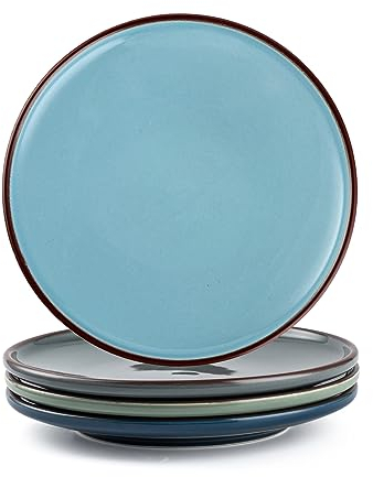 UNICASA Assiettes plates Céramique, 28cm Grandes assiettes petit déjeuner Set d'assiettes, Assiettes service de table pour 4 personnes (4 couleurs)