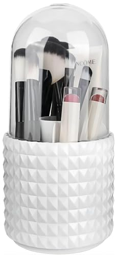 Makeup Organizers,Make up Pinsel Organizer,Pinselhalter Kosmetik,Drehbarer Kosmetik Organizer mit Deckel,5 Fach-Klarer kosmetischer Vitrine für Zimmer Decor Schminktisch und Schlafzimmer,Bad