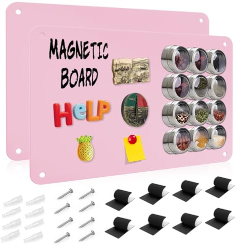 Raweao Tavola Magnetica da Parete per Calamite, Lavagna Cancellabile da Parete per Attaccare Calamite per Camera da Letto, Camera dei Bambini, Ufficio 30x43.5x0,08cm(2 pacchi)