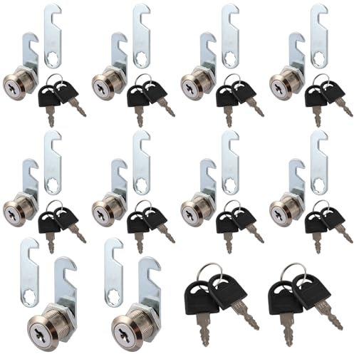 MUXHEL Lot de 10 serrures de boîte aux lettres, avec 20 clés, 20 mm barillet boite aux lettres, Serrure Armoire Metallique, serrure de meuble, serrure à levier pour boîtes aux lettres